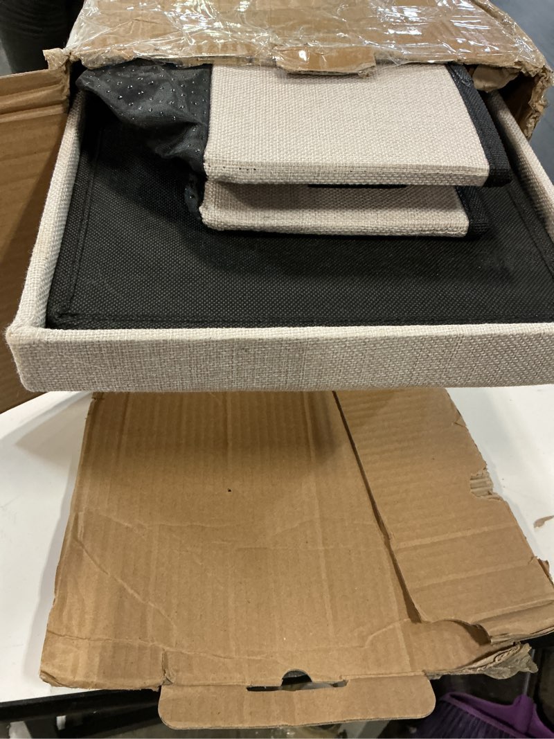 Condition photo showing As Is for Dog Stairs with Storage, 3-Step Wider Sturdy Dog Steps for Small/Medium/Large Dogs and Older Cats, Folding Doggie Ramp for Bed/Couch/Car Hold Up to 180 lbs (16.7" H, Beige)