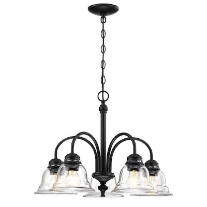 Project Source Fallsbrook 5 -Light Matte Black Traditional For Use in Bedrooms, Dining Rooms