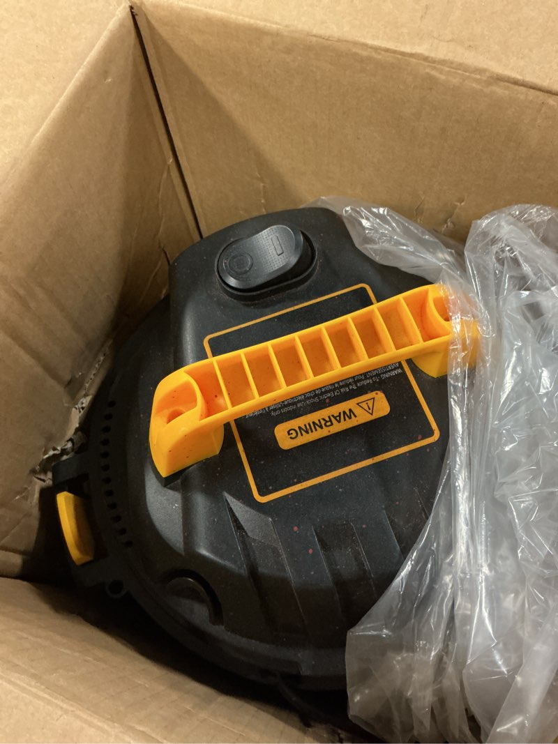 Condition photo showing As Is for vevor 2.6 gallon 2.5 peak hp wet and dry shop vac? portable shop vacuum and blower 3-in-1 with filter, hose and attachments for home and car cleaning black/yellow plastic 2.6 gal+2.5 peak hp+wet/dry