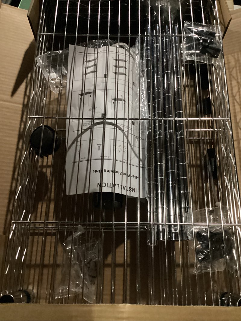 Condition photo showing Good Condition for Simple Deluxe 3-Tier Heavy Duty Storage Shelves 750Lb Capacity, 24.02" D x 13.78" W x 21.97" H Shelving Unit for Pantry, Garage, Laundry and Kitchen 1 Pack 3-Tier, 13.78"W x 24.02"D x 21.97"H