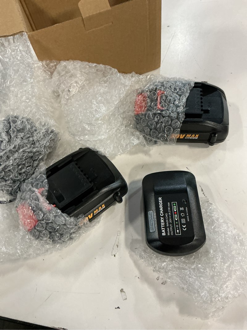 Condition photo showing Good Condition for energup 20volt replace for worx 20v battery and charger kit, compatible with works 20volt wa3520 wa3525 wa3575 wg151s wg251s wg540s wg545s wg890 wg891, with worx 20v lithium battery charger 2-pack 3.5a battery & charger