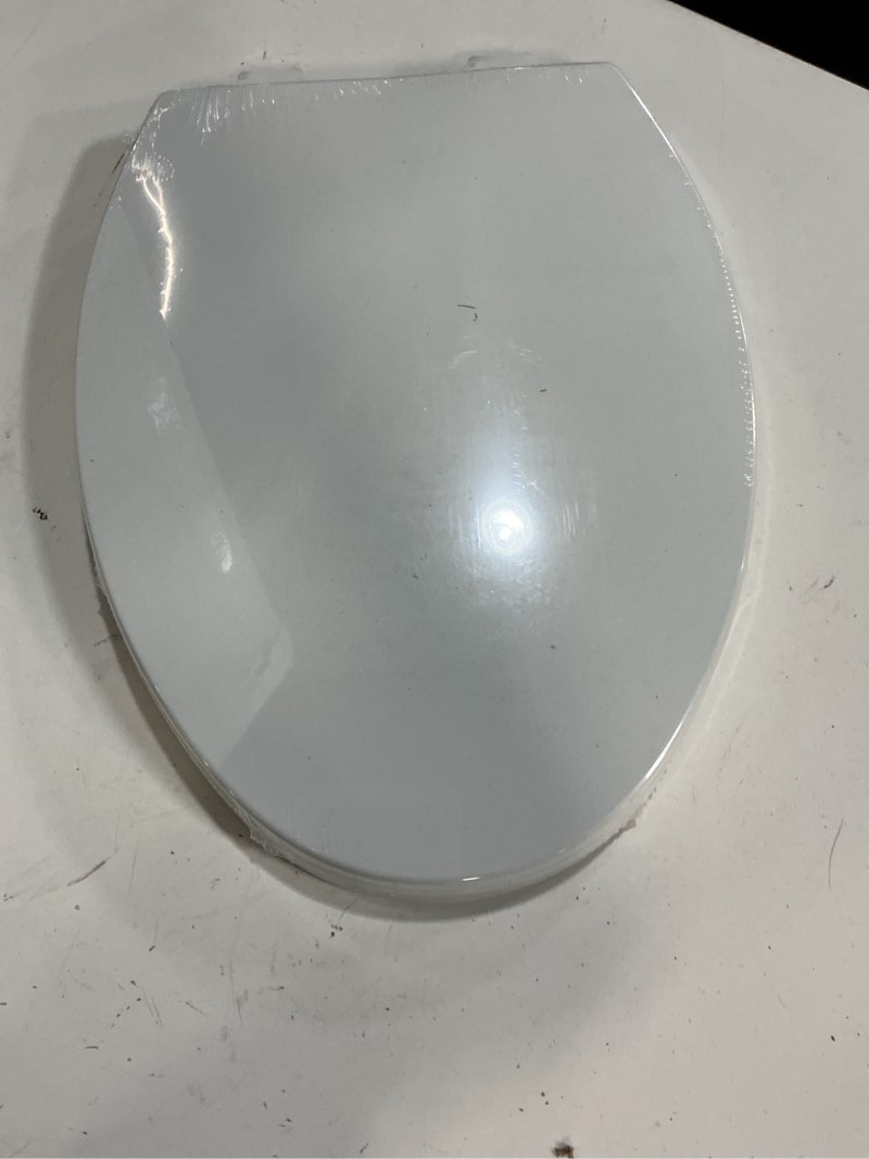 Condition photo showing New/Like New for elongated toilet seat, 18.5” soft/slow close oval (oblong) toilet seat for elongated toilets, no-slam quiet-close lid, easy-to-install & clean, durable never-loosen white plastic seat white elongated(oval)