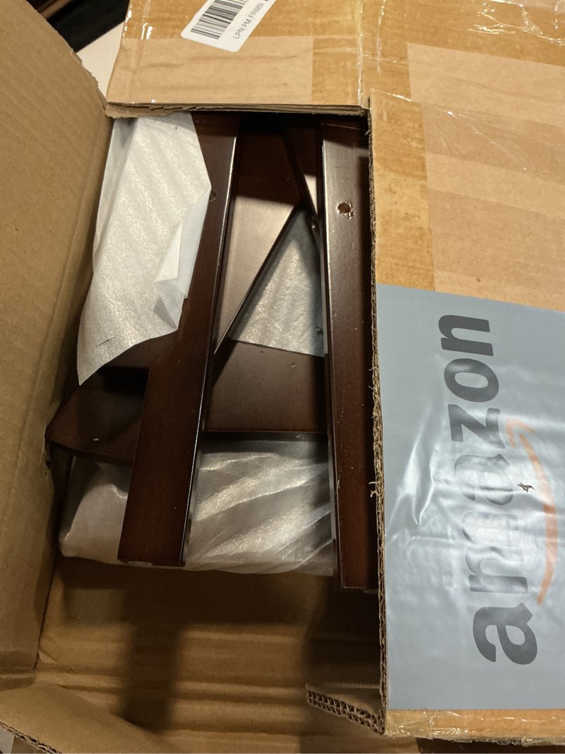 Condition photo showing Good Condition for Maydear Bamboo Ladder Shelf Bookcase, 4-Tier Leaning Bookshelf Free Standing Organizer Storage Shelves for Living Room, Bedroom, Kitchen, Home Office, Balcony (Walnut) 4 Tier Walnut