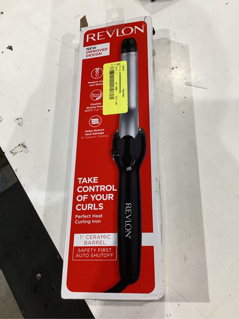 Condition photo showing As Is for revlon perfect heat 1" triple ceramic curling iron, black