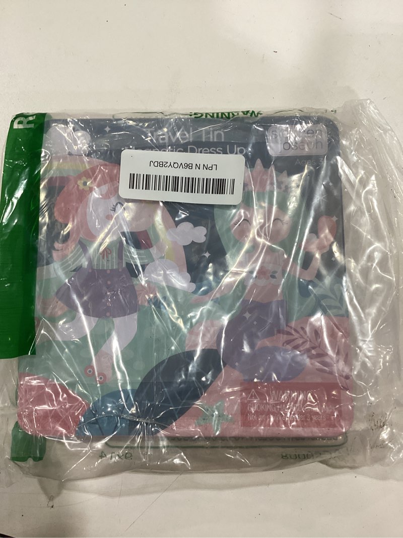 Condition photo showing As Is for Stephen Joseph, Travel Tin Magnetic Dress Up, Bunny and Cat Small Unicorn and Mermaid