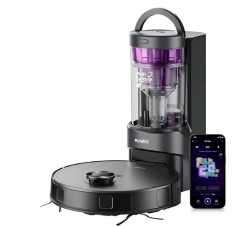 eureka e20 robot vacuum with bagless self emptying station, robotic vacuum and mop combo, 45-day cap