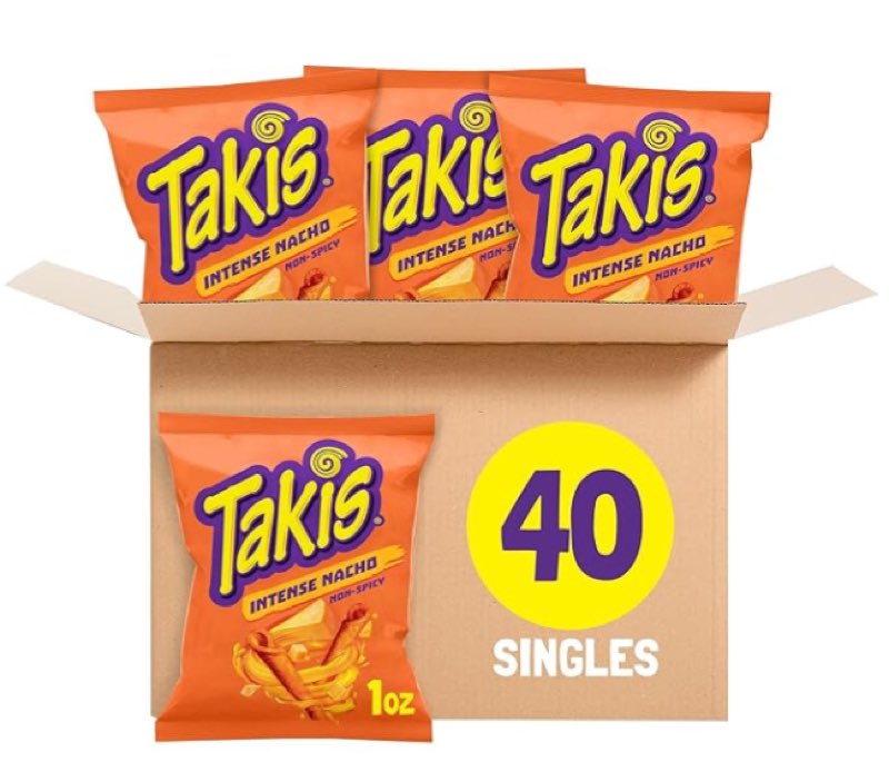 11/10/25 Takis Intense Nacho 40 pc / 1 oz Multipack - Cheddar Cheese Flavored Non-Spicy Rolled Tortilla Chips - Individual Bags, Perfect for Tailgates, Parties, Lunchboxes or Lunches