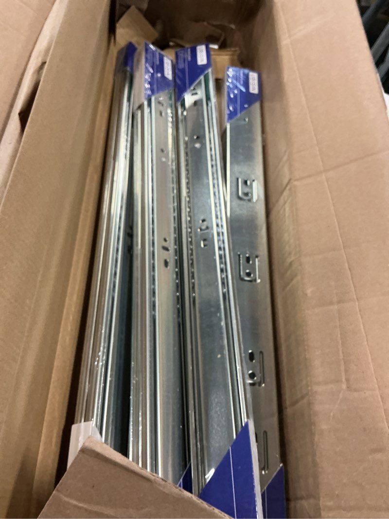 Condition photo showing New/Like New for 4 Pairs Soft Close Drawer Slides 22 Inch Full Extension Dresser Rails Heavy Duty Ball Bearing Kitchen Cabinet Drawer Glides Side Mount Tool Box Trash Can Runners 100 LB Capacity 22 Inch 4