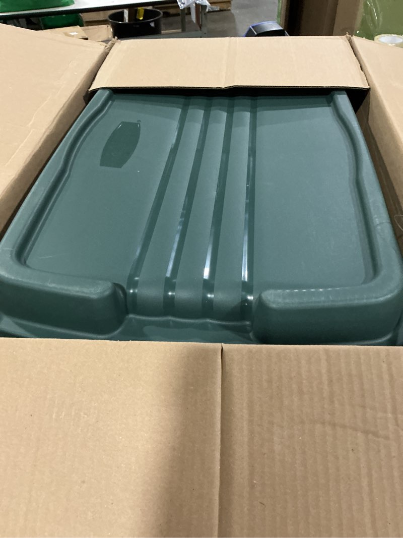 Condition photo showing Good Condition for rubbermaid ecosense high-top storage totes 28 gal pack of 3 durable, reusable, large plastic storage bins with resting hinged lid, made from recycled materials 28 gal - 3 pack