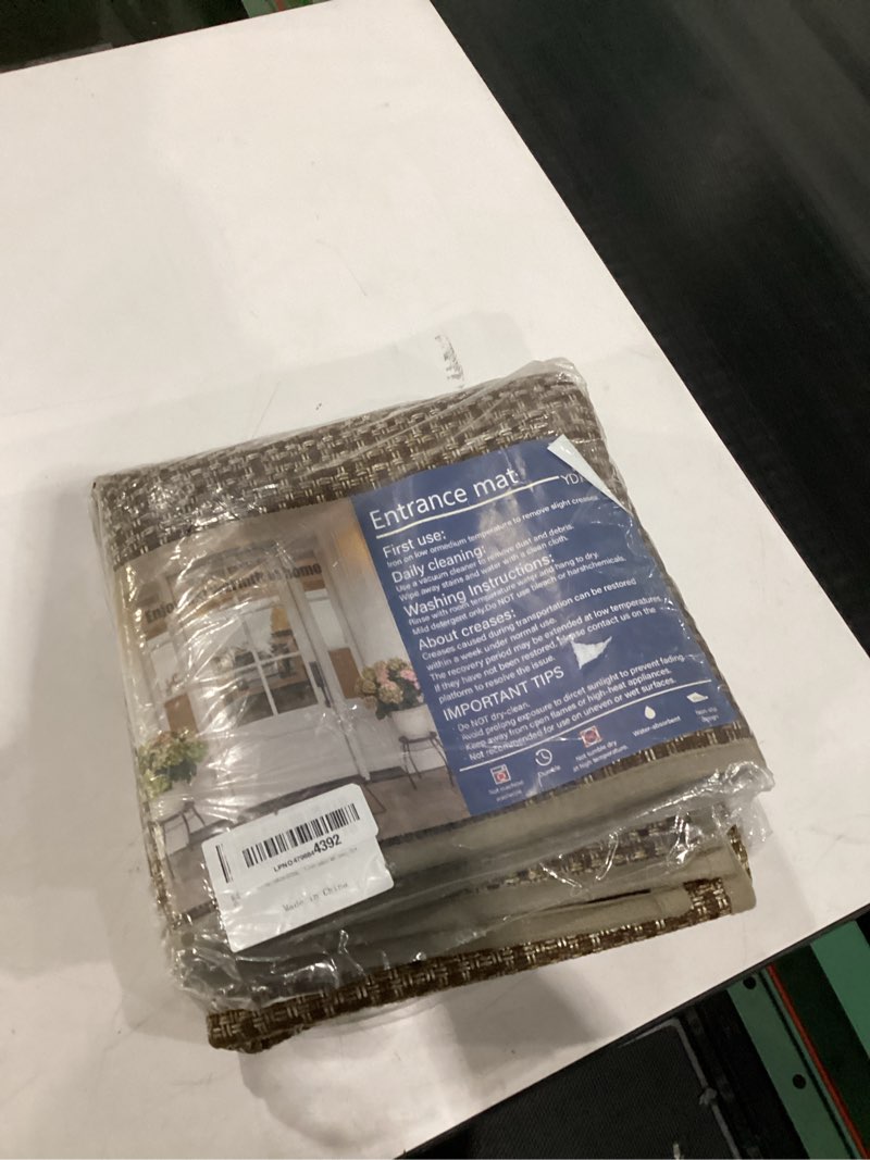 Condition photo showing New/Like New for door mat 31x47, dirt resistant and absorbent, non-slip rubber backing floor mats, easy clean low-profile doormat for entryway, front door, inside entrance brown 31"x47" a- brown