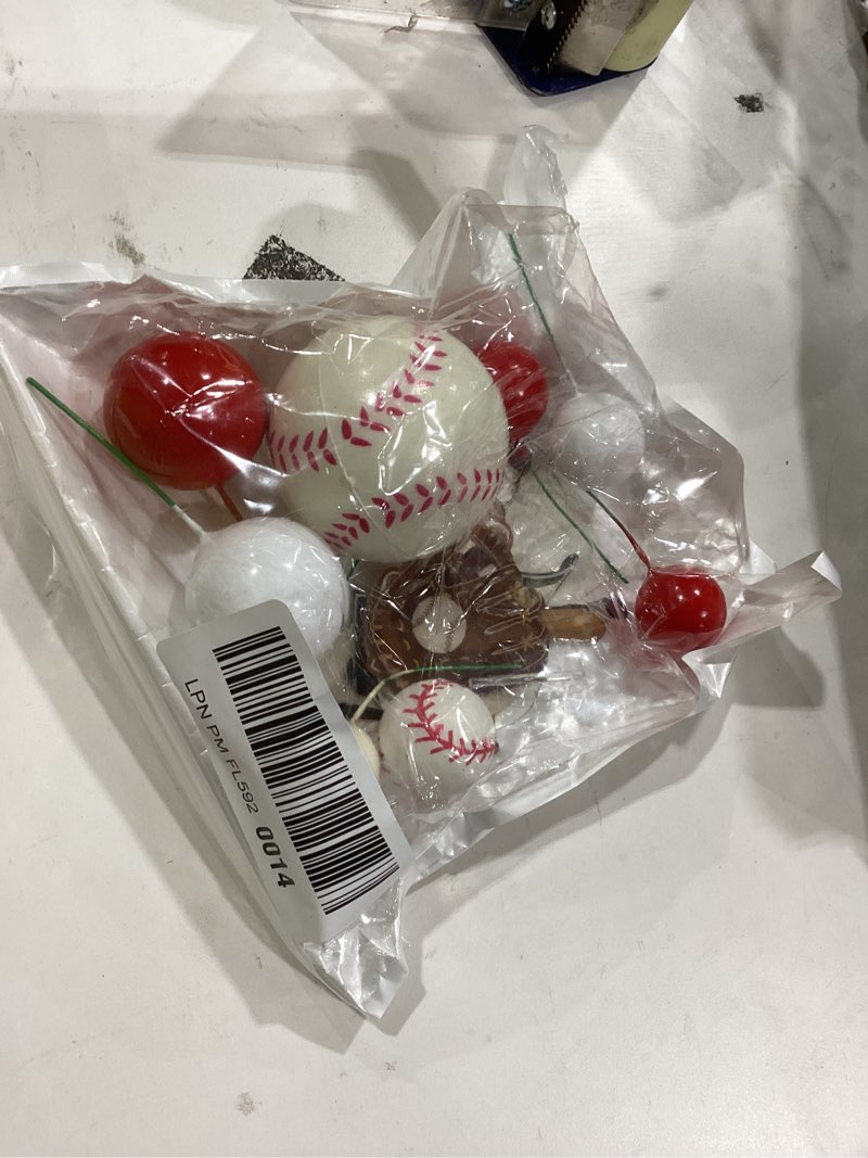 Condition photo showing Good Condition for Hooqict 23Pcs Baseball Cake Decorations Set with Mini Baseballs, Player, Caps, Gloves, Bats, Happy Birthday Cake Toppers & Cupcake Toppers for Sports Theme Birthday Party Decor Supplies