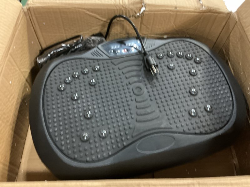Condition photo showing As Is for Vibration Plate Exercise Machine - Whole Body Workout Vibration Platform Lymphatic Drainage Machine for Weight Loss Home Fitness with Resistance Bands Remote Black