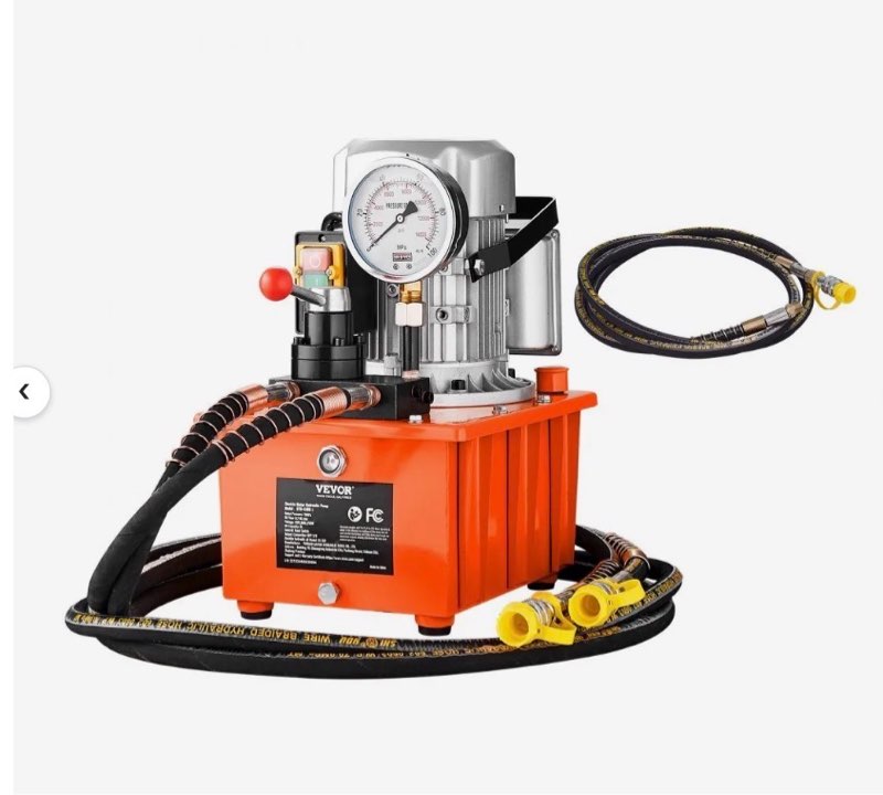 vevor electric hydraulic pump, 10000 psi 750w 110v 488 in³/8l capacity, single acting solenoid valve, electric driven hydraulic pump power pack unit with pedal switch for punching/bending/jack machine