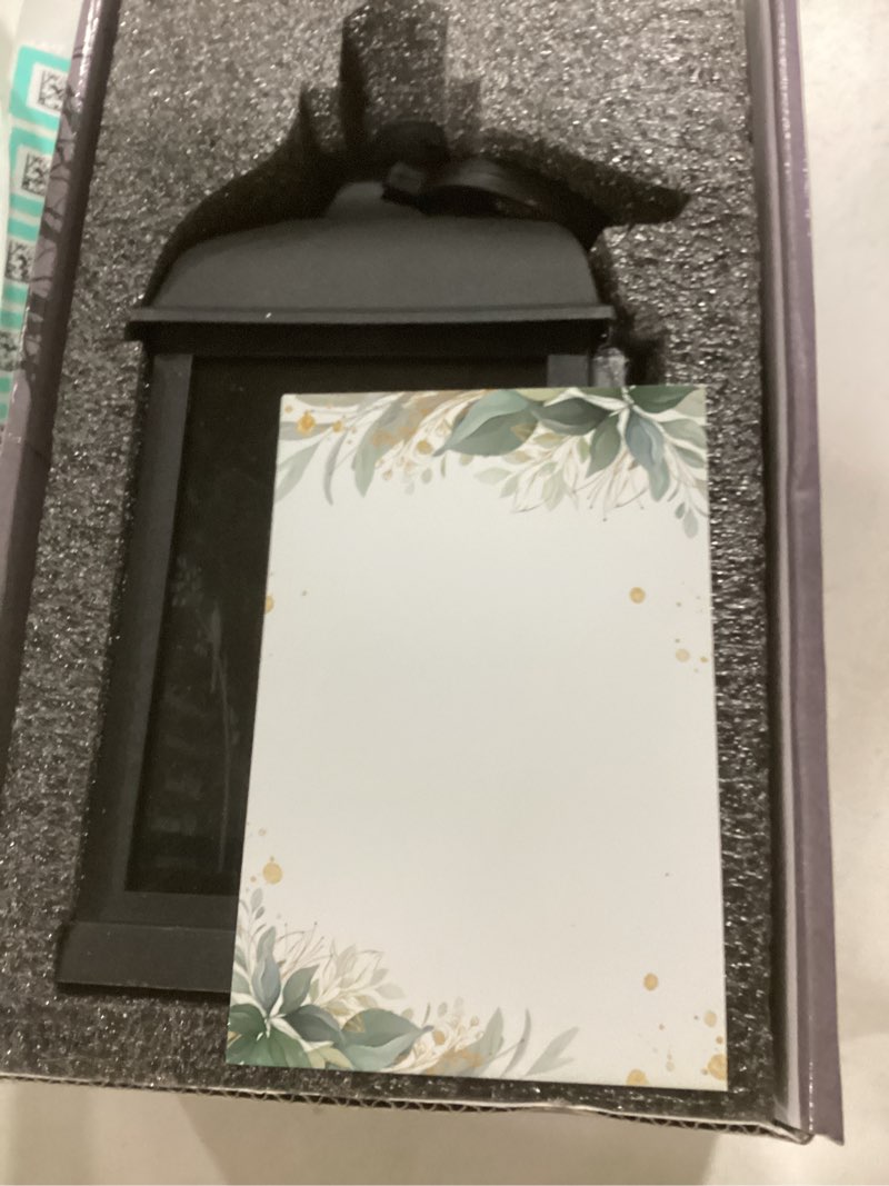 Condition photo showing New/Like New for Memorial Lantern with Card - Sympathy Gift for Loss of Mom/Dad/Loved One, Bereavement Keepsake with Flickering Flame, Memory Lamp for Funeral Remembrance or Celebration (Black)