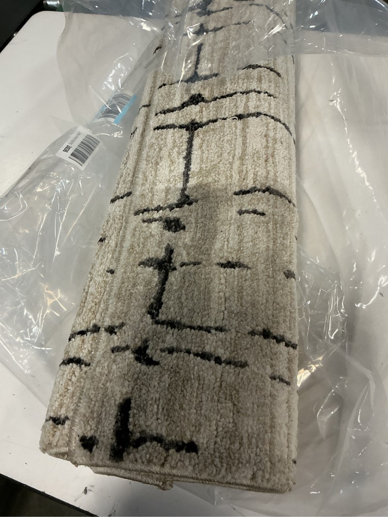 Condition photo showing As Is for loloi darby collection dar-06 sand/dk. grey 2'-7" x 4' accent rug sand / dk. grey 2'7" x 4' (rectangular)