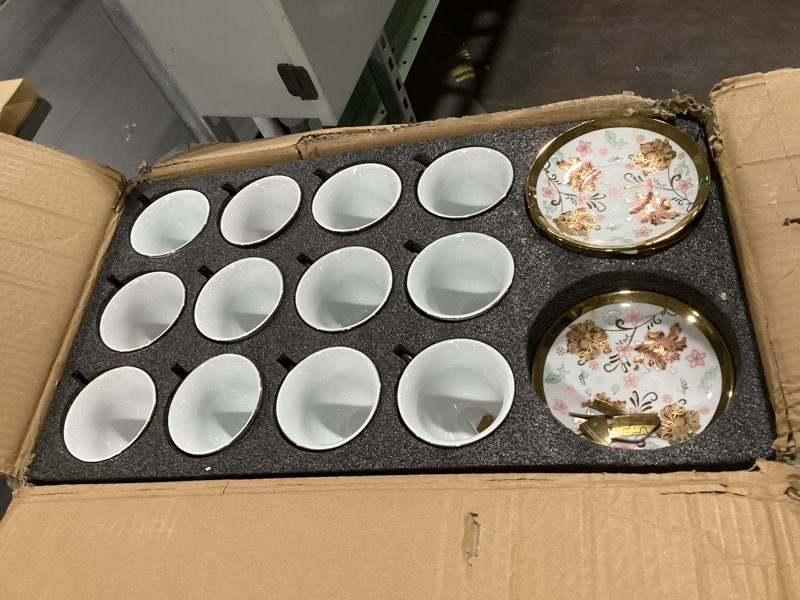 Condition photo showing Good Condition for Teenyyou Set of 36 Tea Cups and Saucers Tea Party Decorations Floral Porcelain 5.4 oz British Gift for Women Birthday Party, Church, and Mother's Day (Stylish Style) 36 Stylish Style 5.4 oz