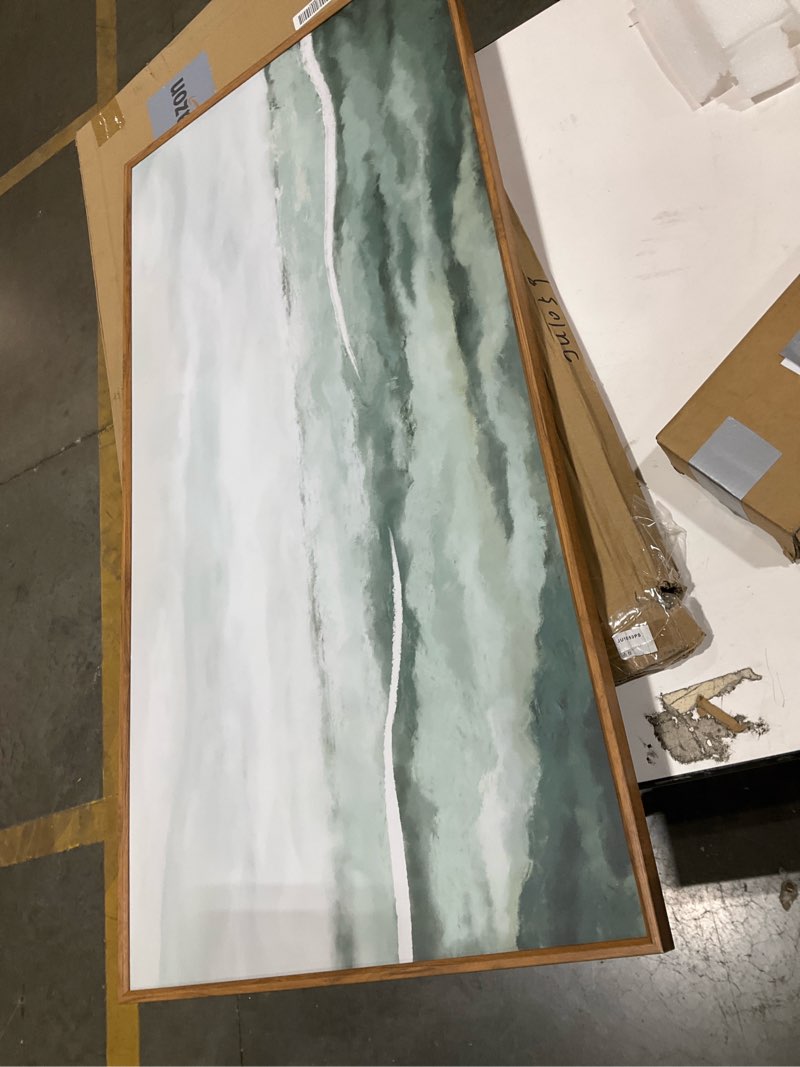 Condition photo showing New/Like New for Large Green Wall Art 20x40 Inch Green Abstract Wall Decor Framed Neutral Painting for Living Room Bedroom Dining Room 40"L x 20"W Green Neutral