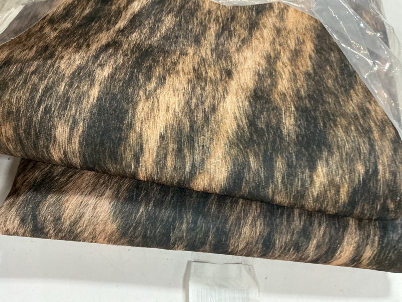Condition photo showing Good Condition for faux cowhide cow print rug: 5.2 x 6.2 feet cow hide animal print area carpet large western decor for living room bedroom, black brown 5'2" x 6'2" (irregular) black brown