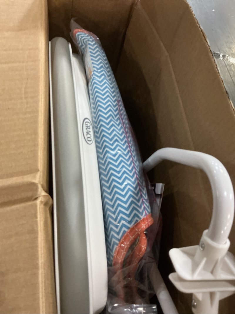 Condition photo showing Good Condition for graco bumper doorway jumper for baby, bounce seat with machine washable pad, adjustable height baby jumper, play tray for toys, caravan