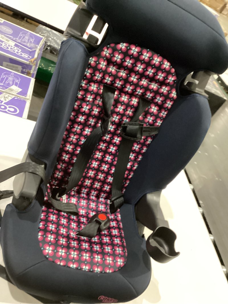 Condition photo showing As Is for cosco kids finale 2-in-1 toddler booster car seat, peony tiles ii