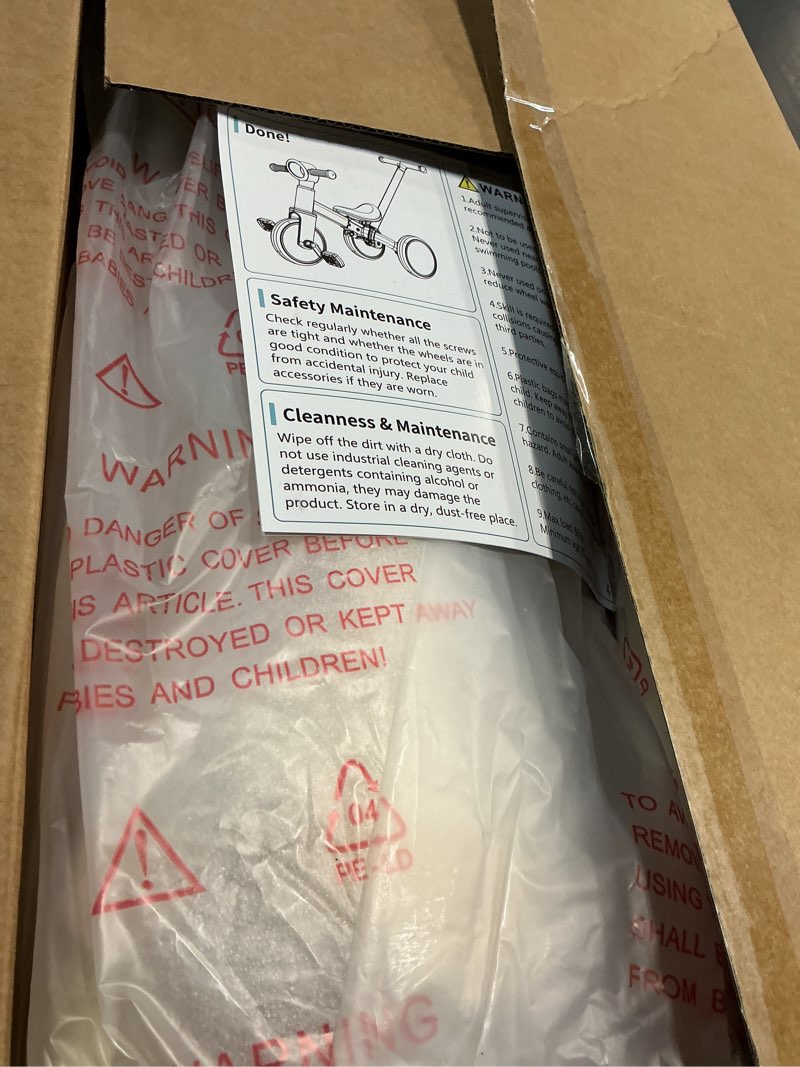 Condition photo showing New/Like New for LOL-FUN Tricycle for Toddlers 1-3 Baby Balance Bike 1 2 Year Old Boys Girls Ride on Toy with Parent Steering Push Handle & Removable Pedal Cream Olive