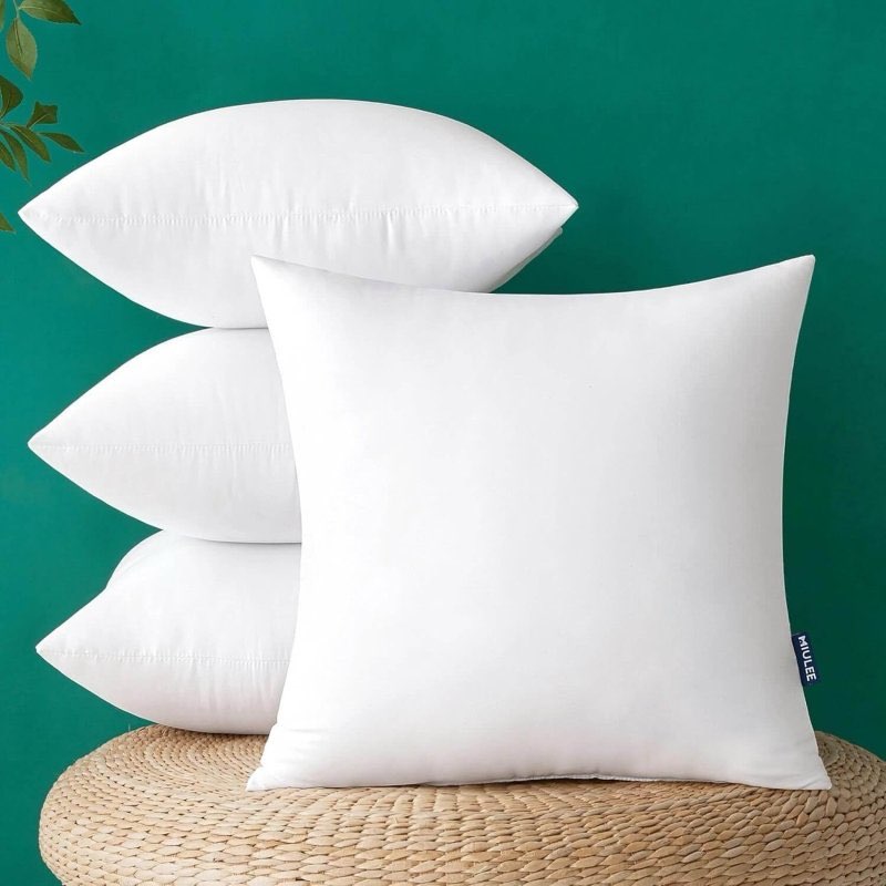miulee pack outdoor pillow inserts waterproof decorative throw pillow insert, square lumbar garden pillow form for patio sofa couch
