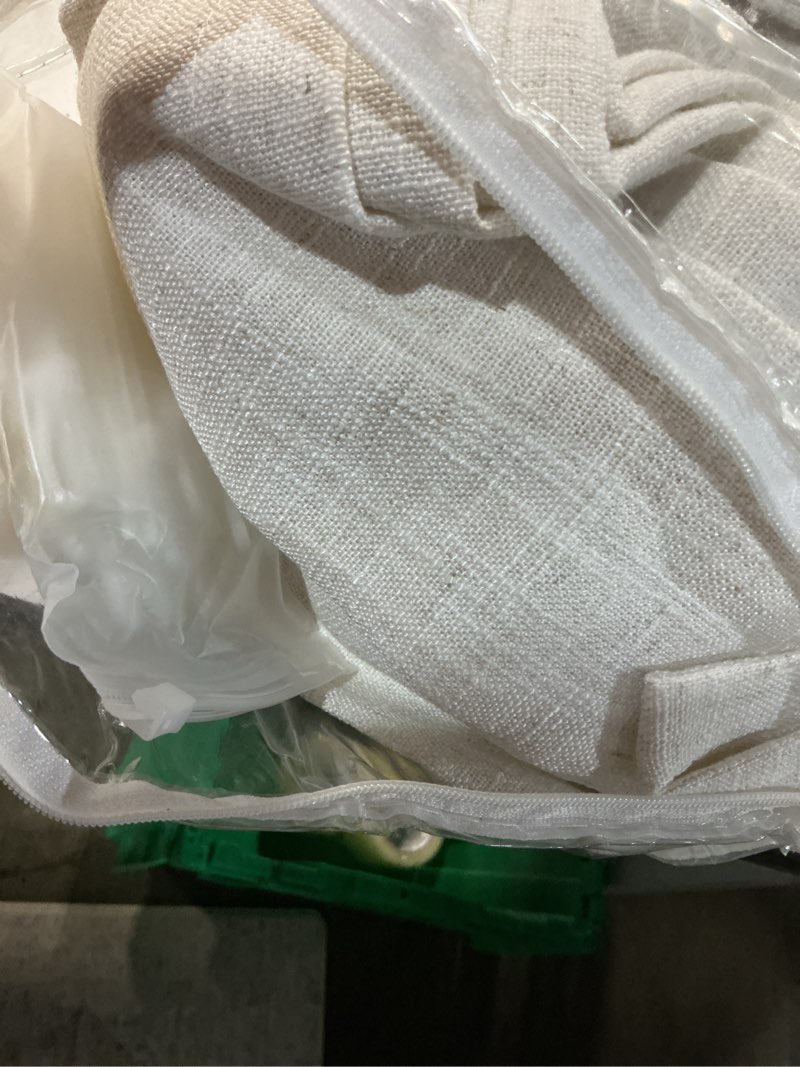 Condition photo showing Good Condition for miulee pinch pleated thick linen curtains 84 inches long 2 panels for living room bedroom, linen textured memory trained drapes pleat back tab light filtering natural window curtains with hooks&rings 40"w x 84"l (pack of 2) natural