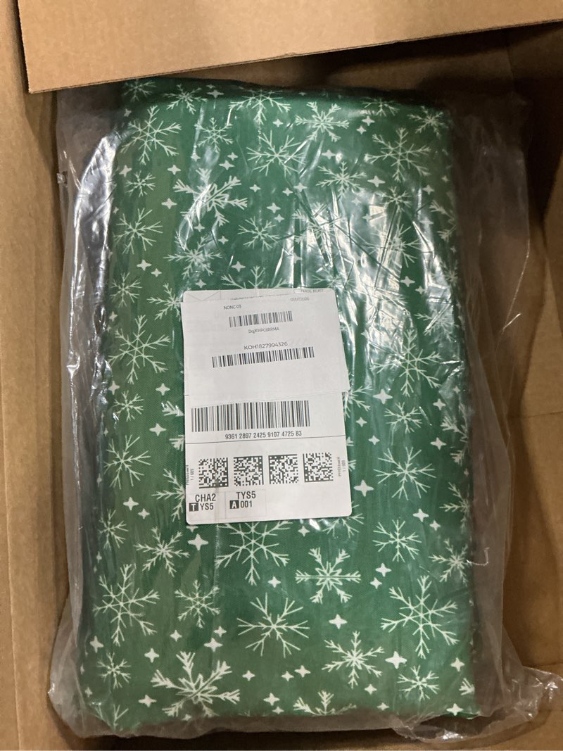 Condition photo showing Good Condition for Covermates Keepsakes Christmas Tree Cinch Bag – Durable Polyester Tree Storage with Reinforced Handles & Built-in Cinch Straps – Trees, Lights & Holiday Décor, Green Snowflake Green Snowflake Polyester 60W x 24D x 24H without Wheels