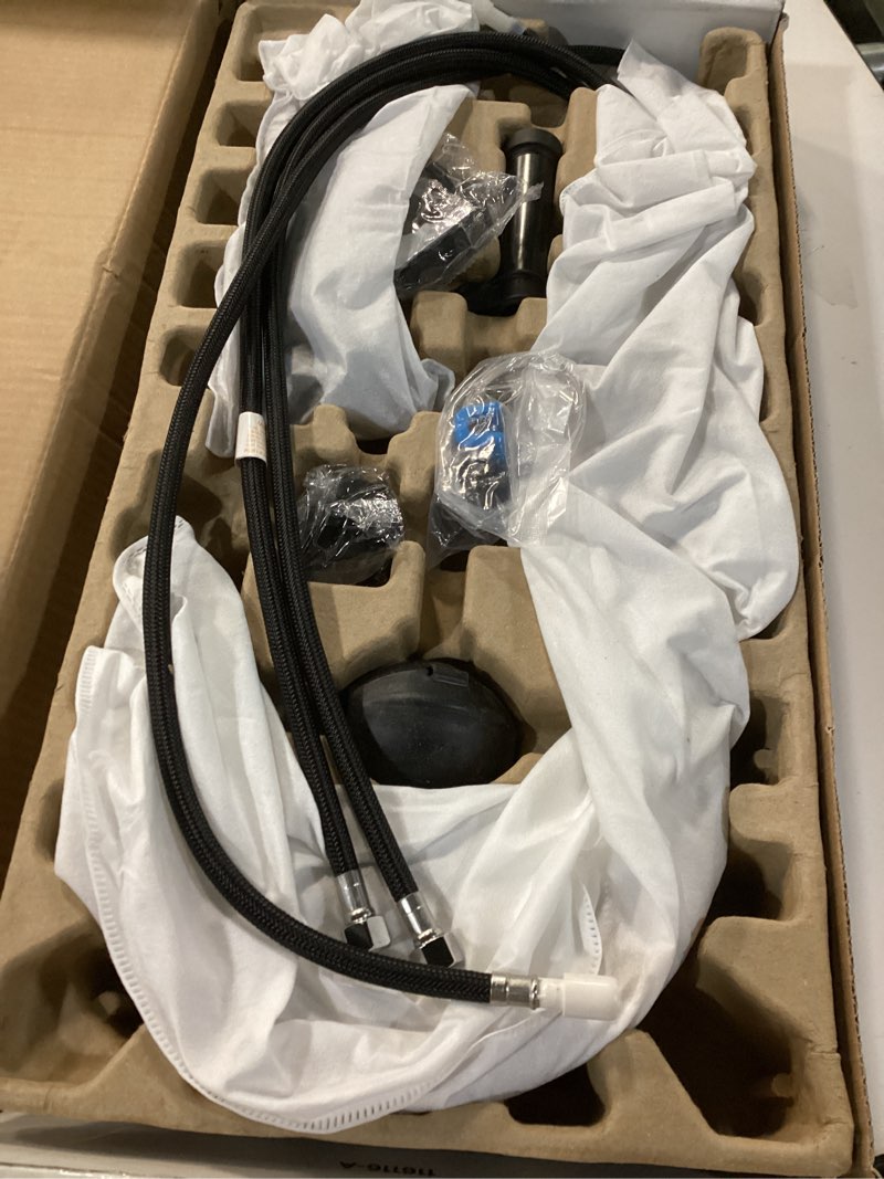 Condition photo showing As Is for Delta Nicoli Brushed Gold Kitchen Faucet with Pull Down Sprayer, Modern Single Hole Kitchen Sink Faucet, Single Handle, Champagne Bronze 19867LF-CZ