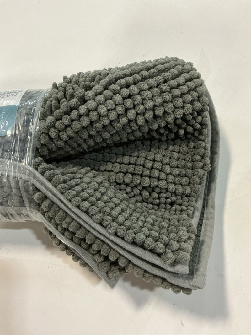 Condition photo showing Good Condition for turquoize chenille bath rugs shaggy bathroom rugs non slip bath mat for bathroom 24 x 36 grey bath rug for bath room extra soft and absorbent area rug, 24"x 36", grey 24" x 36" charcoal gray