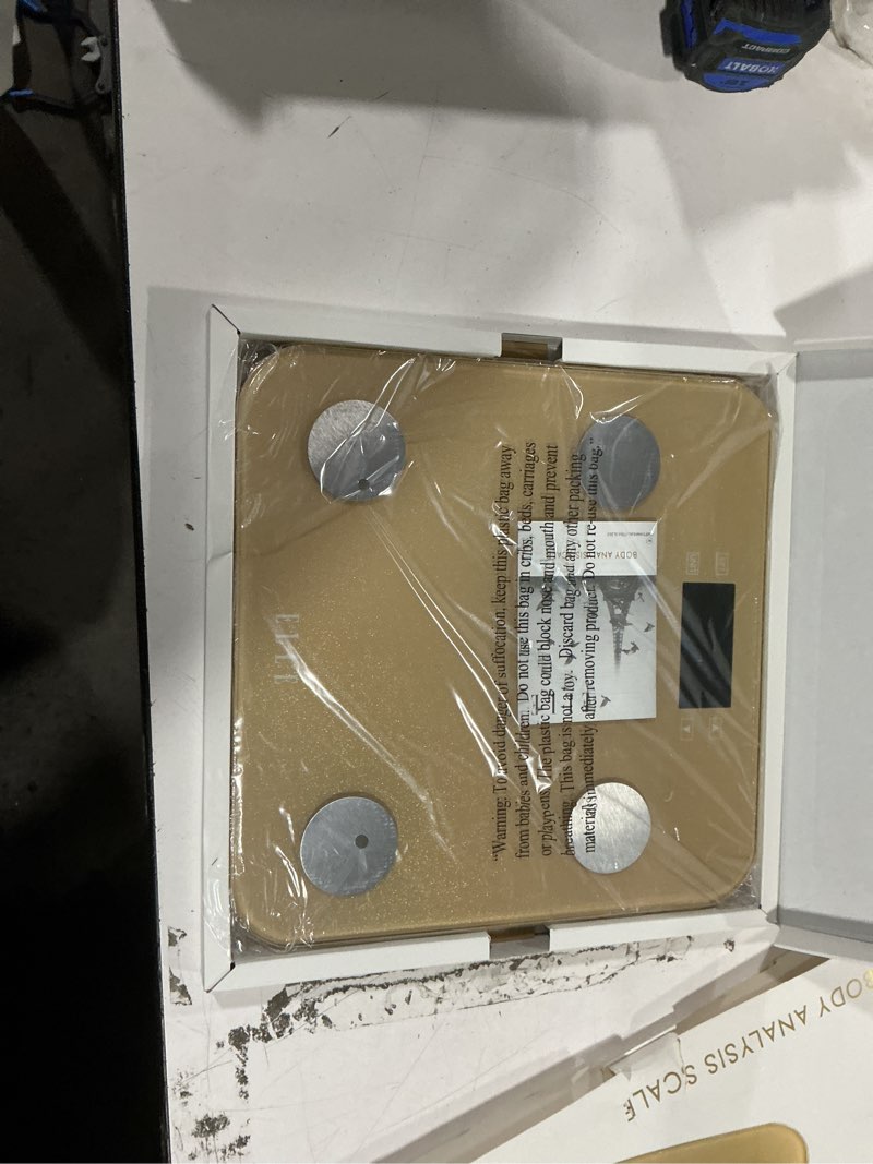 Condition photo showing Good Condition for elle - digital body weight scale with bmi and composition tracking | bmi tracking, body fat analysis, hydration and muscle metrics, easy home use, portable personal care gold