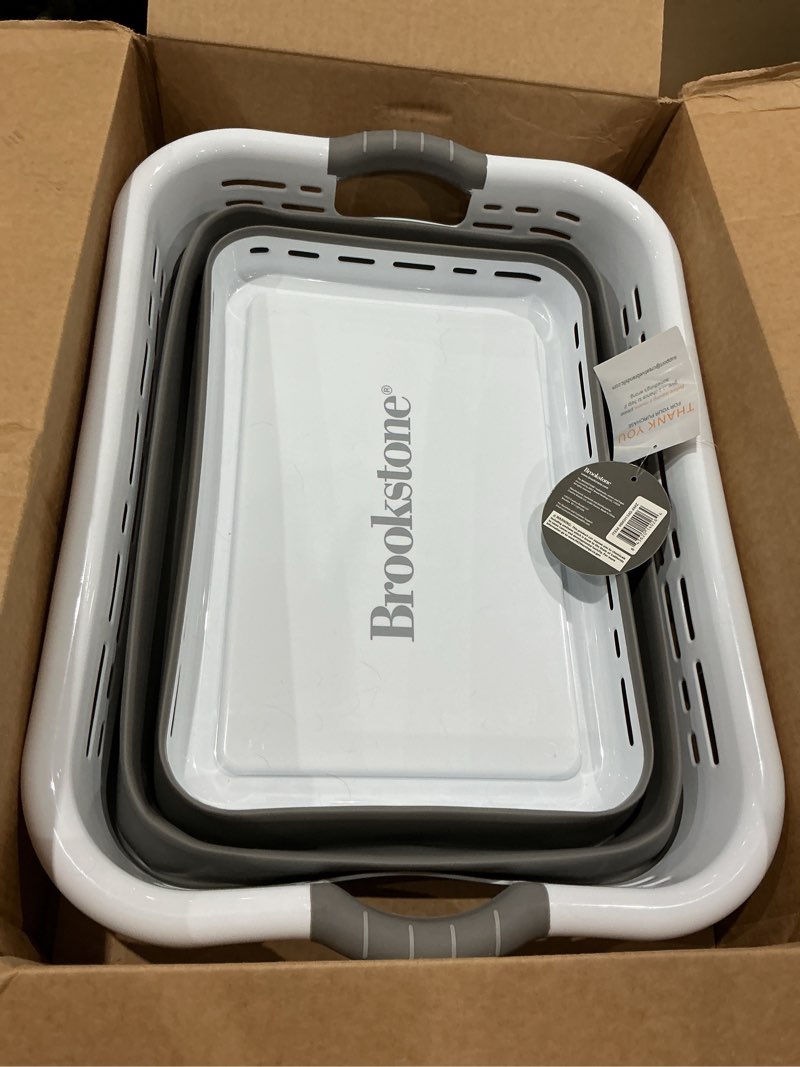 Condition photo showing Good Condition for brookstone 11 gallon collapsible plastic laundry basket  portable pop-up hamper  foldable storage container  washing tub  gray