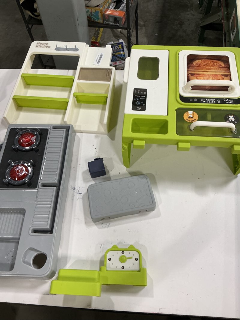 Condition photo showing As Is for (Incomplete)Kids Pretend Kitchen Playset with Electronic Stove, Steam & LED Lights – Interactive Toddler Kitchen