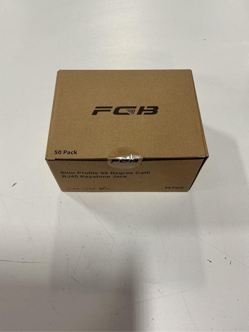 Condition photo showing New/Like New for FGB 25-Pack Cat6 Keystone Jacks with Punch Down Stand, Slim Profile RJ45 Ethernet Keystone Couplers, 90° Compact Design, 10Gbps High-Speed Performance, Blue 25 pack Blue