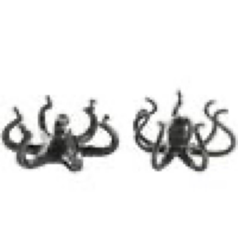 Black Aluminum Metal Octopus Sculpture with Splayed Arms (Set of 2)