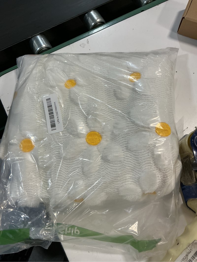 Condition photo showing Good Condition for horaldaily spring summer throw blanket, white daisy soft fuzzy plush faux fur cozy blankets for couch sofa bed lounging, ideal gifts for kids adults wife self, 50x60 white daisy throw(50x60'')