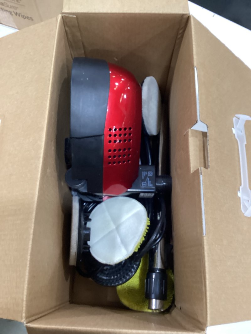 Condition photo showing As Is for ewbank ep170 complete cleaner, washer, scrubber, scourer, and polisher, interchangeable brushes and pads multi-use floor machine, 2200 rpm, lightweight, red, 8 pound