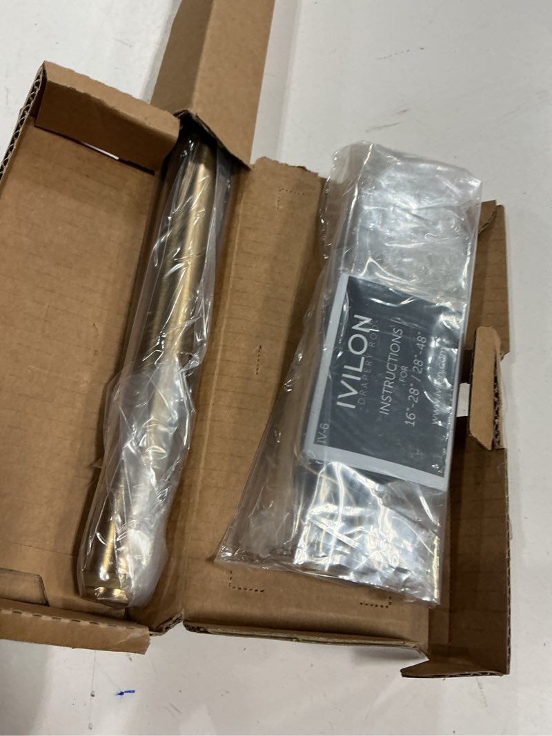 Condition photo showing Good Condition for Ivilon Drapery Window Curtain Rod - End Cap Style Design 1 Inch Pole. 28 to 48 Inch Color Warm Gold 28 to 48 in.