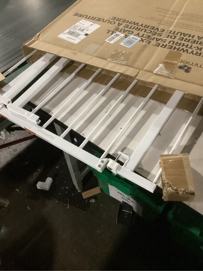 Condition photo showing Good Condition for Summer Infant Everywhere Extra Tall & Extra Wide Pet and Baby Gate, 28.75" - 39.75" Wide, 36" Tall, Pressure and Hardware Mounted, Install In-Between Rooms, Doorways and Stairways - White Metal