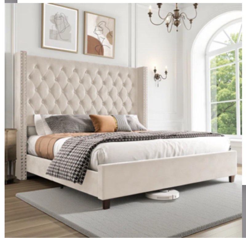 duluth tufted upholstered low profile platform bed (queen size)