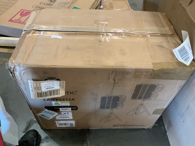 Condition photo showing As Is for 12-inch pa speaker system with bluetooth – portable dual dj speakers with stands, full-range stereo sound for events & performances
