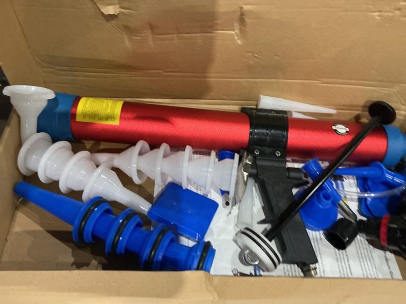 Condition photo showing As Is for 10 oz / 20 oz sausage pneumatic caulking gun two functions silicone sealant gun air rubber gun caulk applicator tool with 25 transparent glue nozzles
