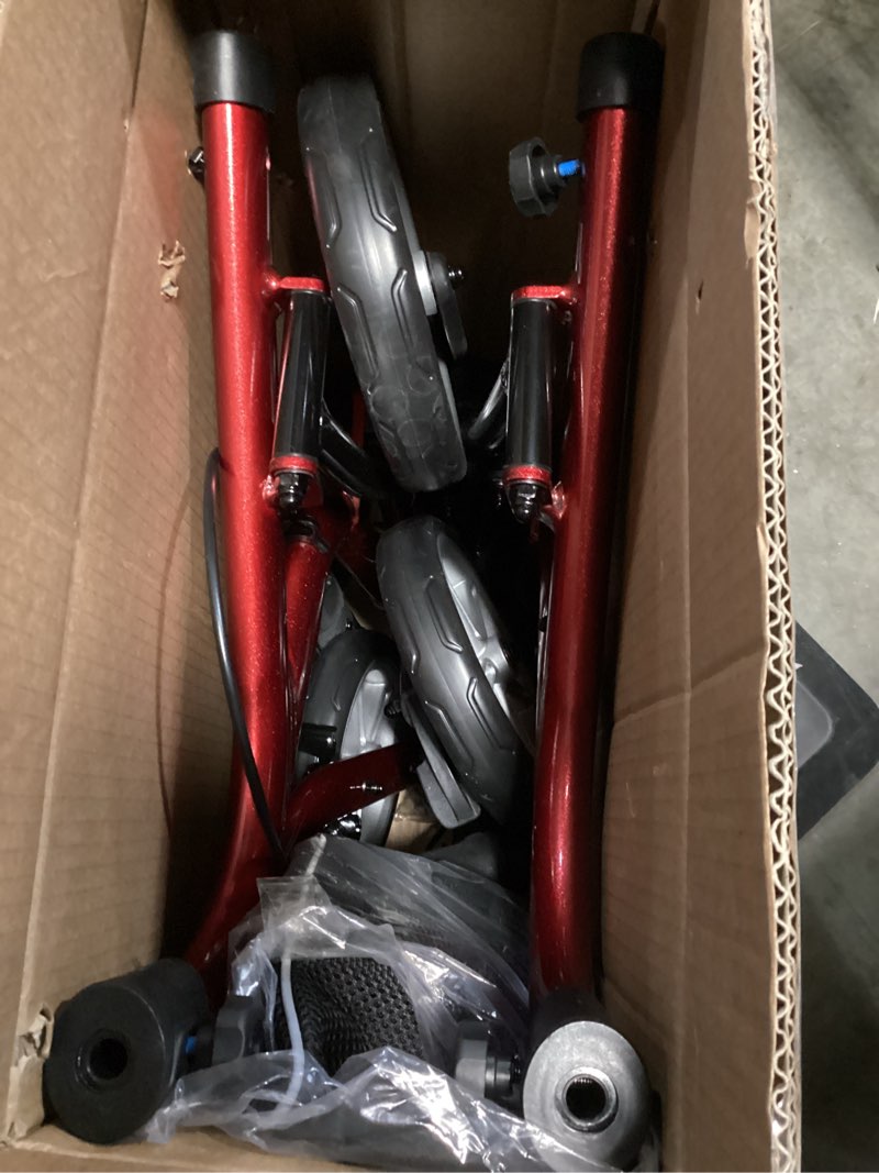 Condition photo showing As Is for Super Lightweight Rollator Walker for Seniors, Foldable Rolling Walker with Seat and 8\\\" Rubber Wheels for All Terrain, Unique Design Aluminium Frame Sturdy Walkers for Traveling - Red 