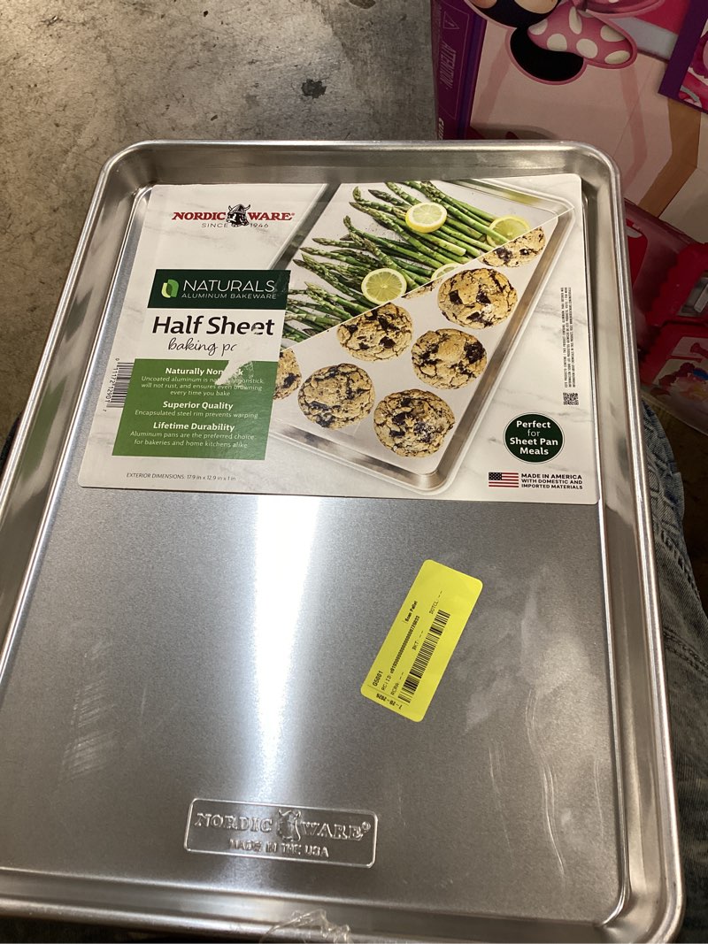 Condition photo showing Good Condition for nordic ware naturals half sheet - usa made aluminum commercial quality sheet pan for baking or roasting, encapsulated galvanized steel rim prevents warping, 1-pack