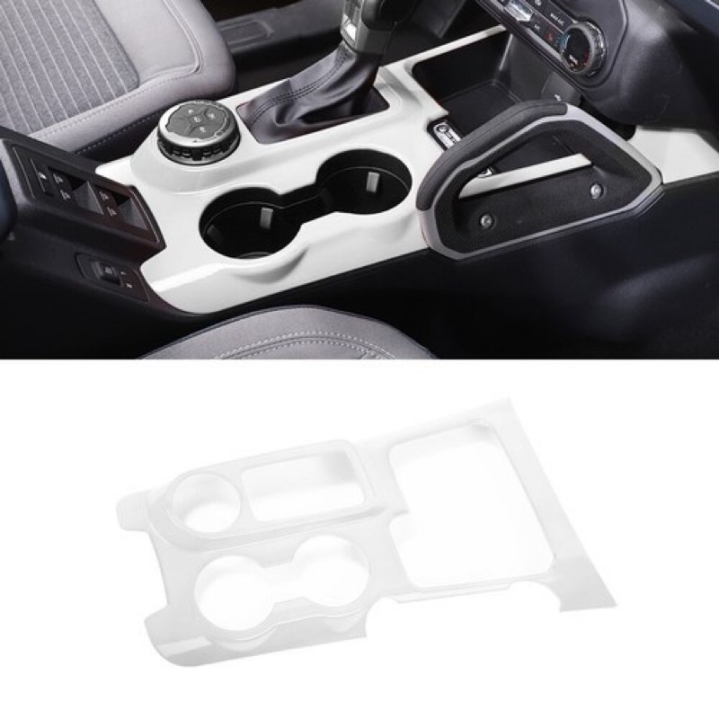 gear shift panel cover center console cup holder trim compatible with ford bronco 2021-2025 interior accessories, white (not for bronco sport) 
