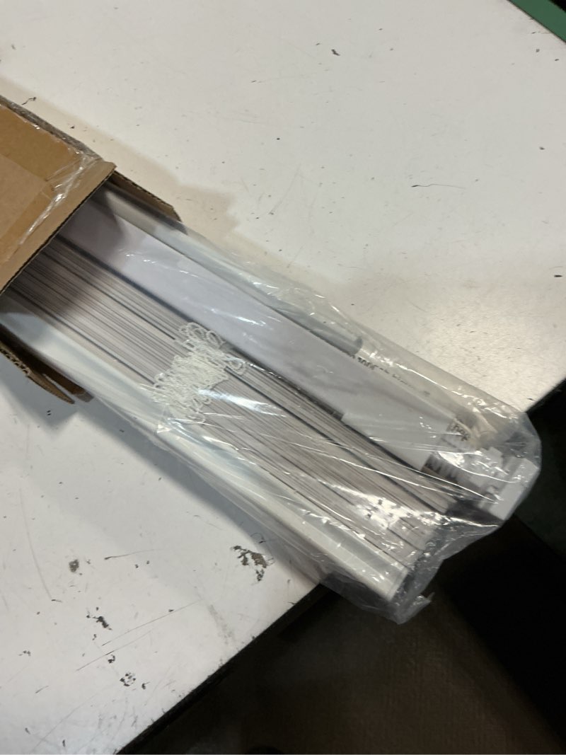 Condition photo showing As Is for lazblinds no tools no drill 1" vinyl mini blinds, cordless blinds for windows, light filtering horizontal window blinds & shades, 37" w x 64" h, white cordless-white 37" w × 64" h