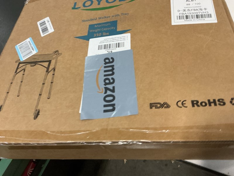 Condition photo showing New/Like New for Foldable Walker with Tray?Lightweight Folding Walker with 5" Wheels Height Adjustable Aluminum Standard Walkers for Seniors up to 350 lbs