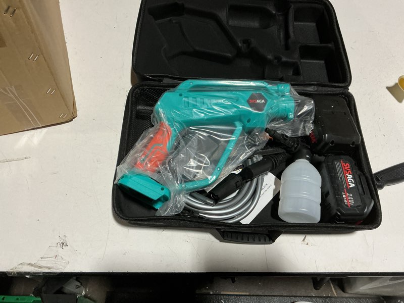 Condition photo showing New/Like New for Portable Cordless Pressure Washer 1250 psi, 2X 4.0ah Battery Powered- 3 Speed 3820 Brushless Motor Power Washer,w/ 180° Swivel & 6-in-1 Spraying Nozzle, Foam Cannon, for Car Floor Fence Patio