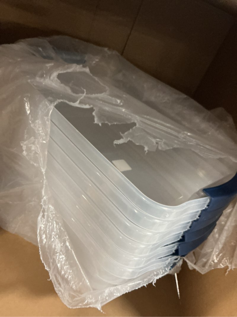 Condition photo showing Good Condition for rubbermaid cleverstore 17 qt clear storage bins with lids, 6-pack, stackable, bpa-free, made in usa 17 qt – 6 pack