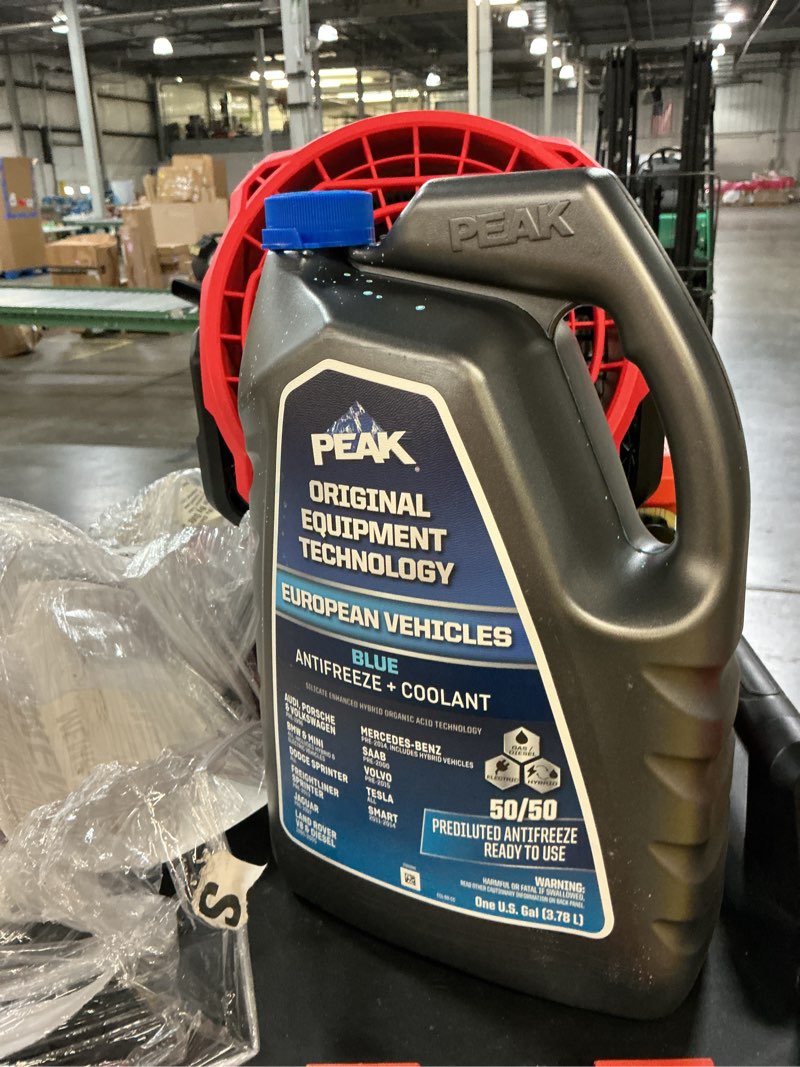 Condition photo showing As Is for peak original equipment technology european vehicles blue, 50/50 prediluted antifreeze & coolant, 1 gal